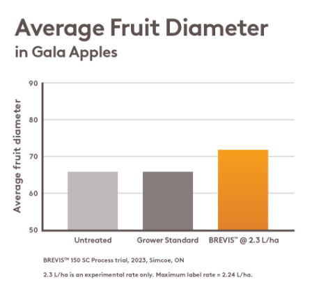 Average Fruit Diameter in Gala Apples Chart